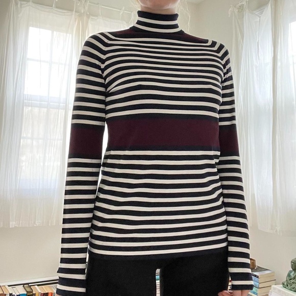 Tory Burch Sport Striped Turtleneck Small/Petite - Picture 1 of 3